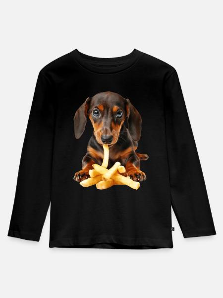 Dackel - Kinder Premium Bio Langarmshirt - Schwarz