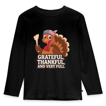 Dinde drôle de Thanksgiving - T-shirt manches longues Premium Enfant - noir - Devant - AI Model Kid Male (0cm)