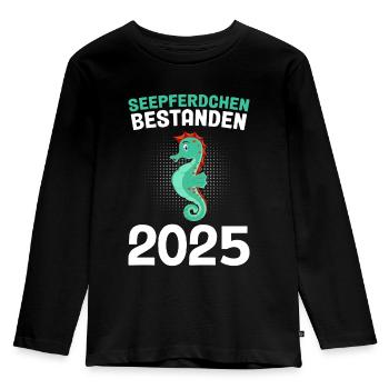 Seepferdchen bestanden 2025 - Kinder Premium Bio Langarmshirt - Schwarz - Vorne - AI Model Kid Male (0cm)