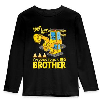 Excavator Child Ready va devenir un grand frère - T-shirt manches longues Premium Enfant - noir - Devant - AI Model Kid Male (0cm)