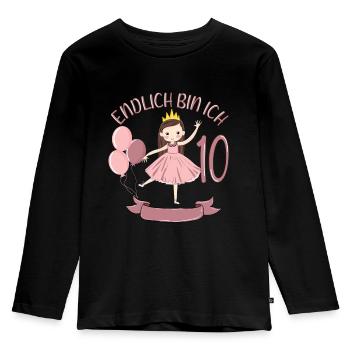 Chemise d’anniversaire princesse enfin 10 ans - T-shirt manches longues Premium Enfant - noir - Devant - AI Model Kid Male (0cm)
