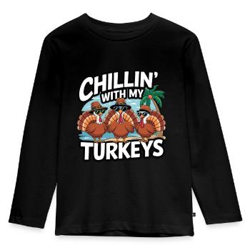 Grappige Thanksgiving kalkoen - Kinderen Premium Bio shirt met lange mouwen - zwart - Voor - AI Model Kid Male (0cm)