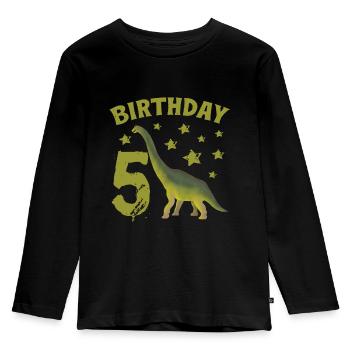 5 ans d’anniversaire garçon Dino Volcano - 5ème - T-shirt manches longues Premium Enfant - noir - Devant - AI Model Kid Male (0cm)