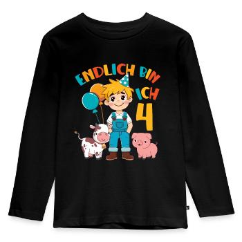 4 ans fermier enfin 4 garçon motif d’anniversaire - T-shirt manches longues Premium Enfant - noir - Devant - AI Model Kid Male (0cm)