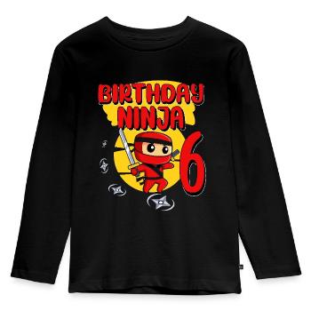 Birthday Ninja 6 Year Old Birthday Party Gift - Kids' Premium Longsleeve Shirt - black - Front - AI Model Kid Male (0cm)
