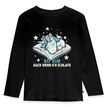 Pyjama de sommeil chemise de nuit licorne - T-shirt manches longues Premium Enfant - noir - Devant - AI Model Kid Male (0cm)