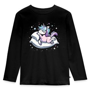 Sleep pajama nightgown unicorn - Kids' Premium Longsleeve Shirt - black - Front - AI Model Kid Male (0cm)