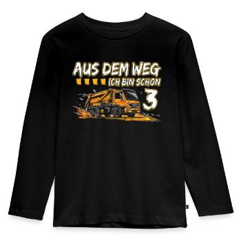 3rd birthday three years garbage truck - Kids' Premium Longsleeve Shirt - black - Front - AI Model Kid Male (0cm)