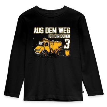 3rd birthday three years garbage truck - Kids' Premium Longsleeve Shirt - black - Front - AI Model Kid Male (0cm)