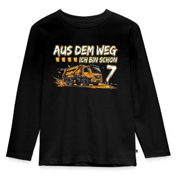 7. Geburtstag sieben Jahre Müllauto - Kinder Premium Bio Langarmshirt - Schwarz - Vorne - AI Model Kid Male (0cm)