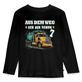 7. Geburtstag sieben Jahre Müllauto - Kinder Premium Bio Langarmshirt - Schwarz - Vorne - AI Model Kid Male (0cm)