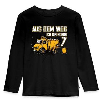 7. Geburtstag sieben Jahre Müllauto - Kinder Premium Bio Langarmshirt - Schwarz - Vorne - AI Model Kid Male (0cm)