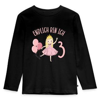 Prinzessin Geburtstagshirt Endlich 3 Jahre Mädchen - Kinder Premium Bio Langarmshirt - Schwarz - Vorne - AI Model Kid Male (0cm)