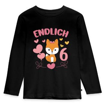 Enfin 6 ans fille anniversaire chemise renard - T-shirt manches longues Premium Enfant - noir - Devant - AI Model Kid Male (0cm)