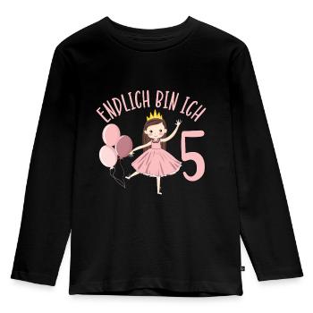 Chemise d’anniversaire princesse enfin 5 ans fille - T-shirt manches longues Premium Enfant - noir - Devant - AI Model Kid Male (0cm)