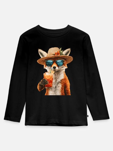 Fuchs - Kinder Premium Bio Langarmshirt - Schwarz