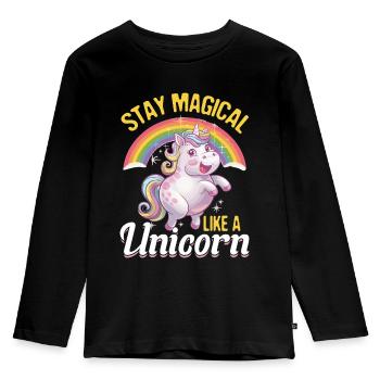 Cute Chubby Unicorn Rainbows - Kids' Premium Longsleeve Shirt - black - Front - AI Model Kid Male (0cm)