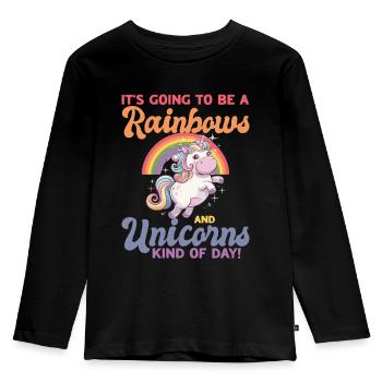 Cute Chubby Unicorn Rainbows - Kids' Premium Longsleeve Shirt - black - Front - AI Model Kid Male (0cm)