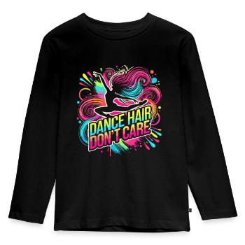 Dance Hair Don't Care - Kinder Premium Bio Langarmshirt - Schwarz - Vorne - AI Model Kid Male (0cm)