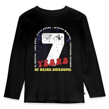 7 Jahre Geburtstag Monate Tage Stunden Minuten - Kinder Premium Bio Langarmshirt - Schwarz - Vorne - AI Model Kid Male (0cm)