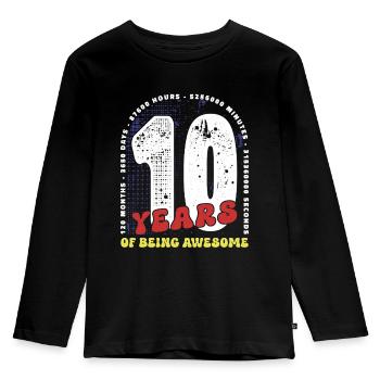 10 Years Birthday Months Days Hours Minutes - Kids' Premium Longsleeve Shirt - black - Front - AI Model Kid Male (0cm)