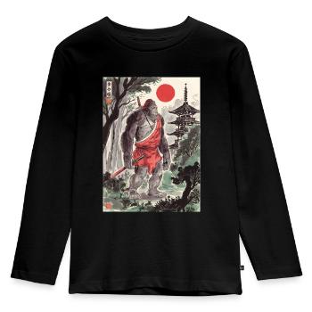 Samurai - Kinder Premium Bio Langarmshirt - Schwarz - Vorne - AI Model Kid Male (0cm)