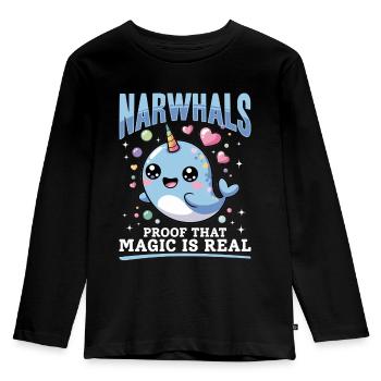 Narwhal Chibi Kawaii - Kids' Premium Longsleeve Shirt - black - Front - AI Model Kid Male (0cm)