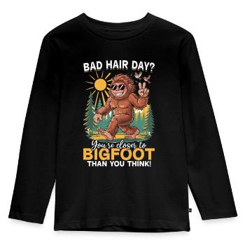 Bigfoot Sasquatch - Kids' Premium Longsleeve Shirt - black - Front - AI Model Kid Male (0cm)