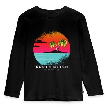 Miami Florida South Beach Summer Vacation - Kids' Premium Longsleeve Shirt - black - Front - AI Model Kid Male (0cm)