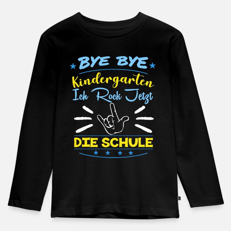 Einschulung Schulanfang Kindergarten Schulstart - Kinder Premium Bio Langarmshirt - Schwarz