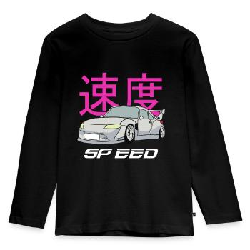 Motorsport Sportwagen PS Fan - Kinder Premium Bio Langarmshirt - Schwarz - Vorne - AI Model Kid Male (0cm)