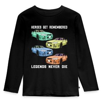 Sportwagen PS Tuner - Legende - Kinder Premium Bio Langarmshirt - Schwarz - Vorne - AI Model Kid Male (0cm)
