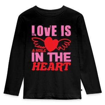 LIEBE IST EIN LOCH IM HERZEN - Kinder Premium Bio Langarmshirt - Schwarz - Vorne - AI Model Kid Male (0cm)