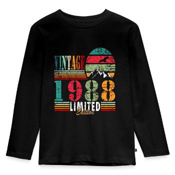 Retro birthday year vintage 1988 - Kids' Premium Longsleeve Shirt - black - Front - AI Model Kid Male (0cm)