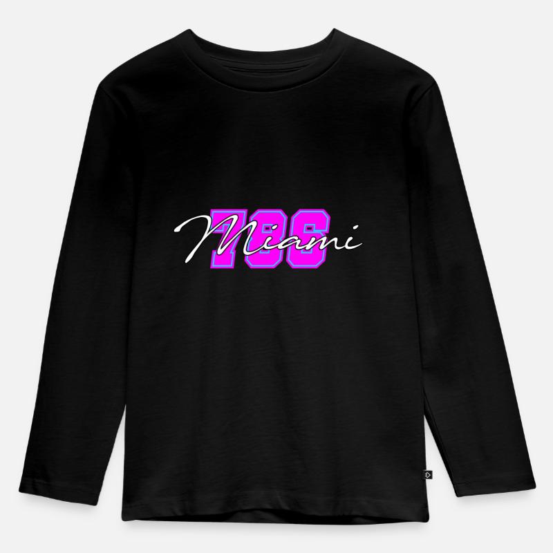 Miami Beach - Kinder Premium Bio Langarmshirt - Schwarz