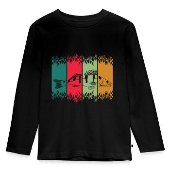 Zandern lustiges shirt für echte Zander Angler - Kinder Premium Bio Langarmshirt - Schwarz - Vorne - AI Model Kid Male (0cm)