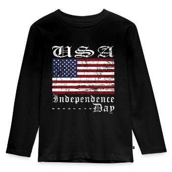 Independence Day - Kids' Premium Longsleeve Shirt - black - Front - AI Model Kid Male (0cm)