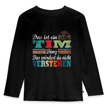 Name Tim - Kinder Premium Bio Langarmshirt - Schwarz - Vorne - AI Model Kid Male (0cm)