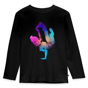 Breakdance B-Boy Breaker Breakdancer B-Girl HipHop - Kinder Premium Bio Langarmshirt - Schwarz - Vorne - AI Model Kid Male (0cm)