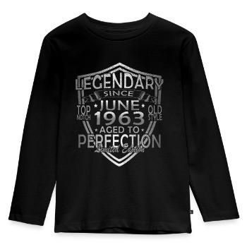 Juni 1963. Geburtstagsgeschenk Juni 1963. Juni. - Kinder Premium Bio Langarmshirt - Schwarz - Vorne - AI Model Kid Male (0cm)