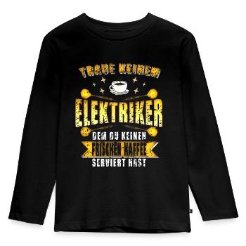 Elektriker Installateur Baustelle Kaffee Dart - Kinder Premium Bio Langarmshirt - Schwarz - Vorne - AI Model Kid Male (0cm)