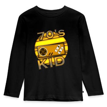 70er Jahre Kind - Kinder Premium Bio Langarmshirt - Schwarz - Vorne - AI Model Kid Male (0cm)