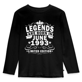 Juni 1993. Geburtstagsgeschenk Juni 1993. Juni. - Kinder Premium Bio Langarmshirt - Schwarz - Vorne - AI Model Kid Male (0cm)