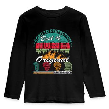 June 1993 Anniversary Juni 1993 Juni - Kids' Premium Longsleeve Shirt - black - Front - AI Model Kid Male (0cm)