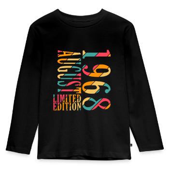 August 1968 Jahrestag August 1968 August - Kinder Premium Bio Langarmshirt - Schwarz - Vorne - AI Model Kid Male (0cm)