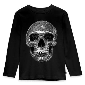 Skull, metallic, sequins, rivets, silver - Kids' Premium Longsleeve Shirt - black - Front - AI Model Kid Male (0cm)