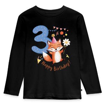Kind Fuchs 3 Jahre 3. Geburtstag - Kinder Premium Bio Langarmshirt - Schwarz - Vorne - AI Model Kid Male (0cm)