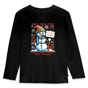 Lustige Weihnachten 404 Fehler Schneemann Pixel Art - Kinder Premium Bio Langarmshirt - Schwarz - Vorne - AI Model Kid Male (0cm)