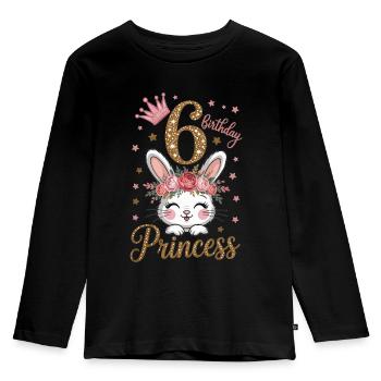 6. Geburtstag Prinzessin Häschen - Kinder Premium Bio Langarmshirt - Schwarz - Vorne - AI Model Kid Male (0cm)
