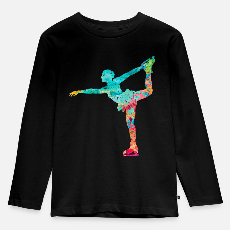 Eiskunstlauf PopArt - Kinder Premium Bio Langarmshirt - Schwarz